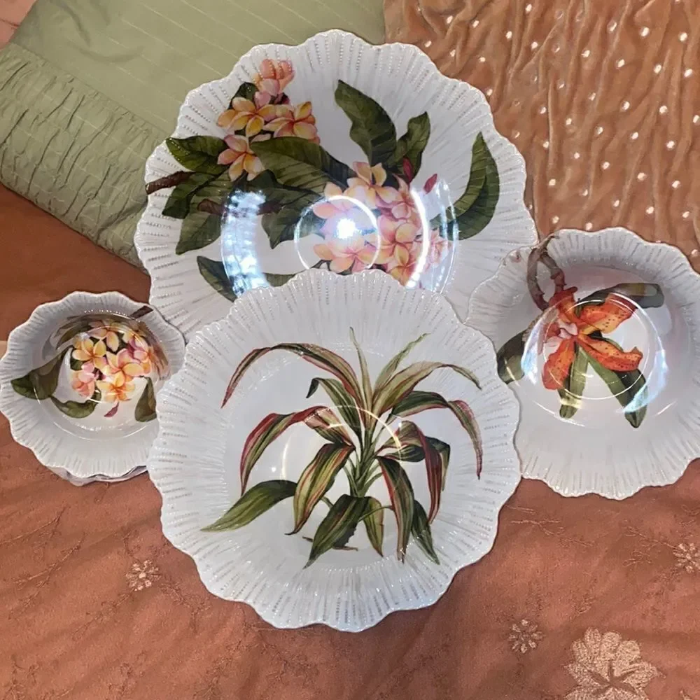 Cupcakes & Cashmere Set of Four Botanical Melamine Nesting Bowls!